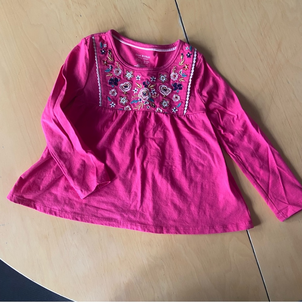 NWOT Isaac Mizrahi toddler girls hot pink embroidered shirt